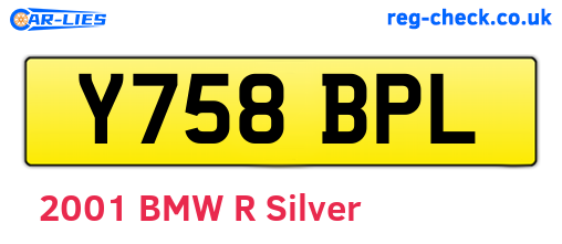 Y758BPL are the vehicle registration plates.
