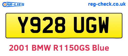 Y928UGW are the vehicle registration plates.