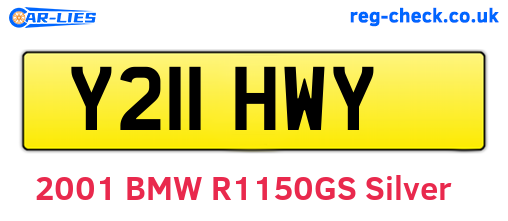 Y211HWY are the vehicle registration plates.