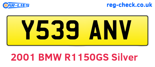 Y539ANV are the vehicle registration plates.