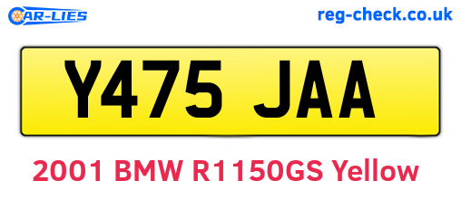 Y475JAA are the vehicle registration plates.