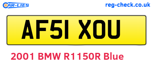 AF51XOU are the vehicle registration plates.