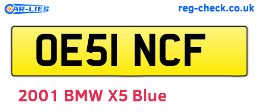 OE51NCF are the vehicle registration plates.