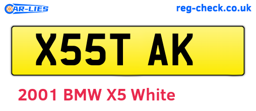 X55TAK are the vehicle registration plates.