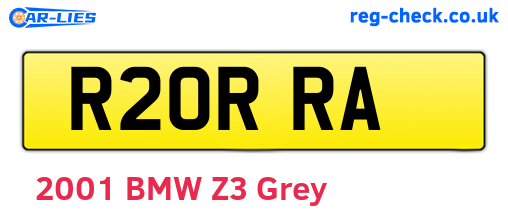 R20RRA are the vehicle registration plates.