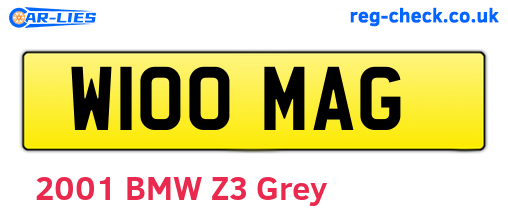 W100MAG are the vehicle registration plates.