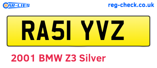 RA51YVZ are the vehicle registration plates.