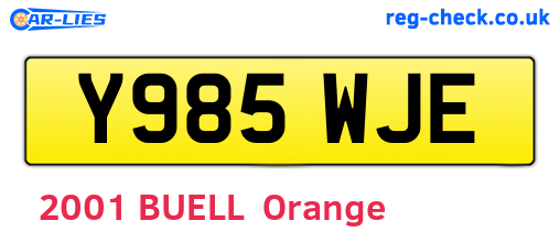 Y985WJE are the vehicle registration plates.