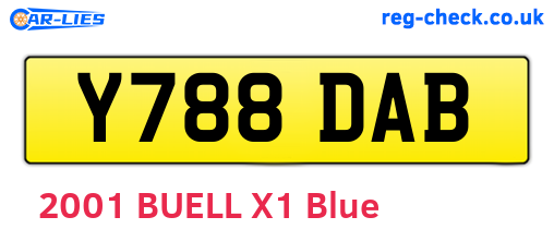 Y788DAB are the vehicle registration plates.
