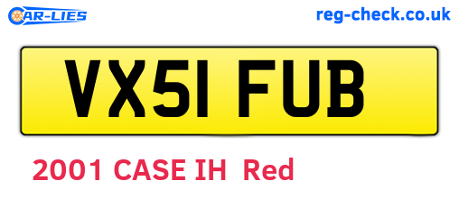 VX51FUB are the vehicle registration plates.