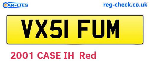 VX51FUM are the vehicle registration plates.