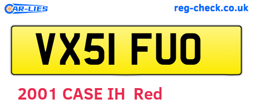 VX51FUO are the vehicle registration plates.