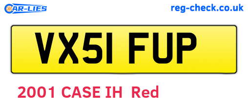 VX51FUP are the vehicle registration plates.