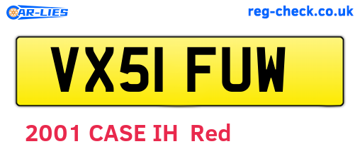 VX51FUW are the vehicle registration plates.