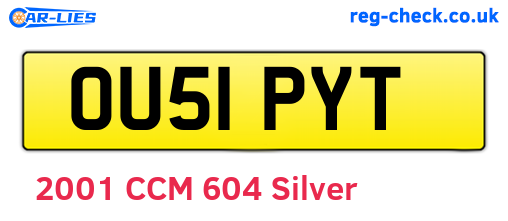 OU51PYT are the vehicle registration plates.