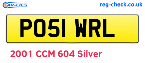 PO51WRL are the vehicle registration plates.