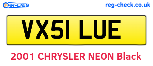 VX51LUE are the vehicle registration plates.
