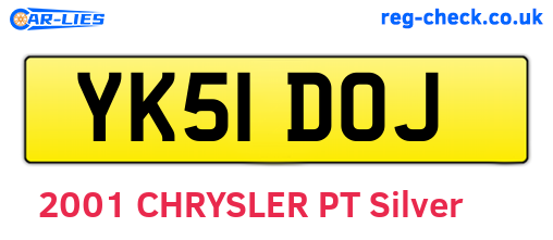 YK51DOJ are the vehicle registration plates.