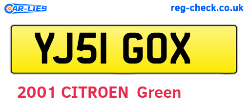 YJ51GOX are the vehicle registration plates.