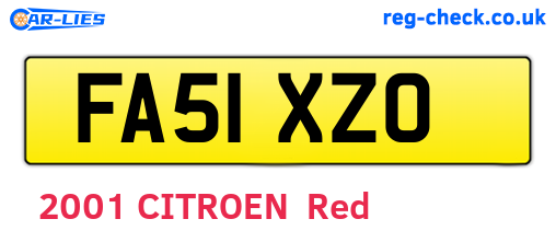FA51XZO are the vehicle registration plates.