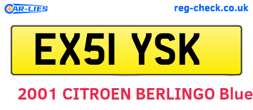 EX51YSK are the vehicle registration plates.