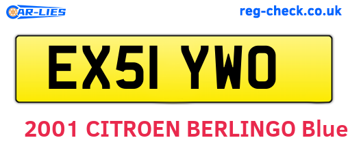 EX51YWO are the vehicle registration plates.