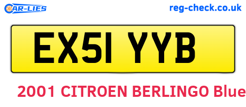 EX51YYB are the vehicle registration plates.