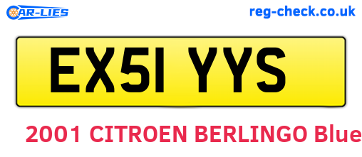 EX51YYS are the vehicle registration plates.