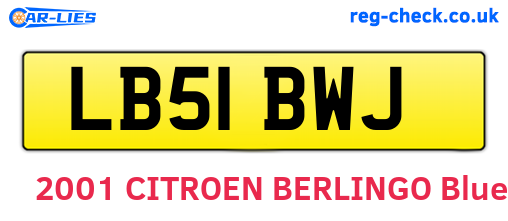 LB51BWJ are the vehicle registration plates.