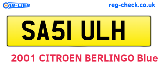 SA51ULH are the vehicle registration plates.