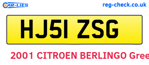 HJ51ZSG are the vehicle registration plates.