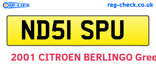 ND51SPU are the vehicle registration plates.