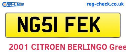 NG51FEK are the vehicle registration plates.