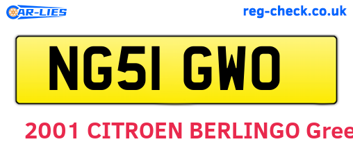 NG51GWO are the vehicle registration plates.