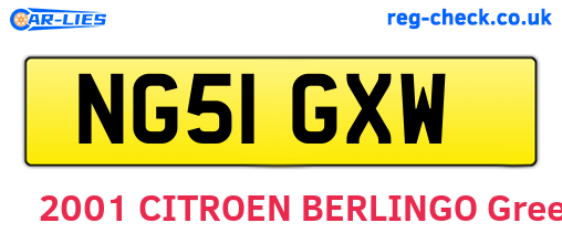 NG51GXW are the vehicle registration plates.