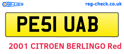 PE51UAB are the vehicle registration plates.