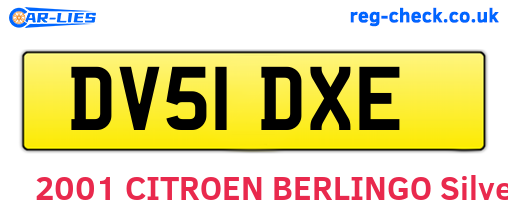 DV51DXE are the vehicle registration plates.