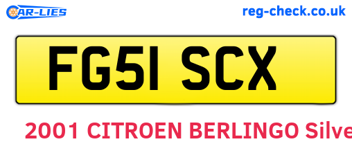 FG51SCX are the vehicle registration plates.