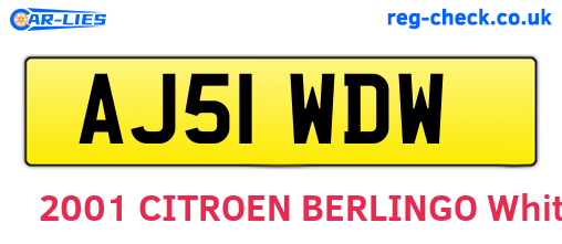 AJ51WDW are the vehicle registration plates.
