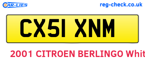 CX51XNM are the vehicle registration plates.