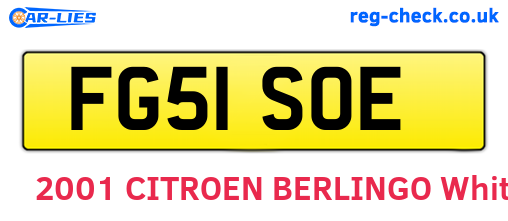 FG51SOE are the vehicle registration plates.