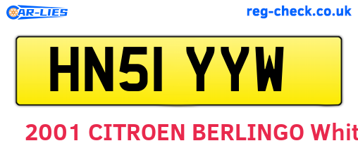HN51YYW are the vehicle registration plates.