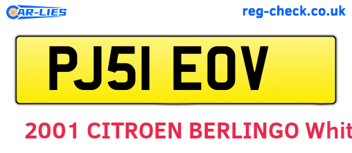 PJ51EOV are the vehicle registration plates.