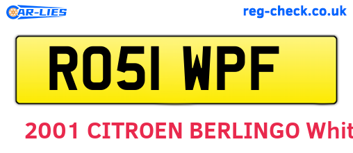 RO51WPF are the vehicle registration plates.