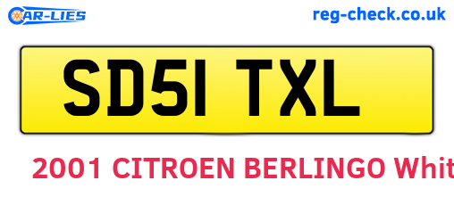 SD51TXL are the vehicle registration plates.