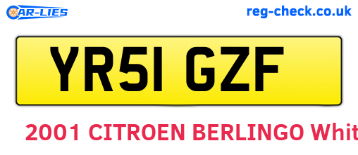 YR51GZF are the vehicle registration plates.