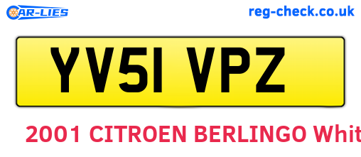 YV51VPZ are the vehicle registration plates.