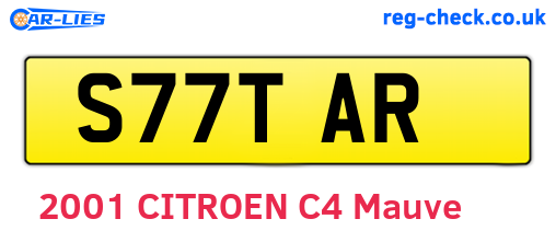S77TAR are the vehicle registration plates.