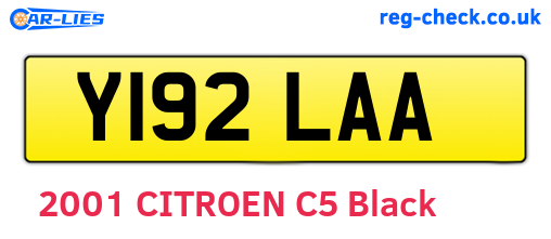 Y192LAA are the vehicle registration plates.