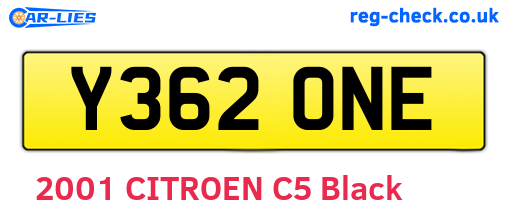 Y362ONE are the vehicle registration plates.